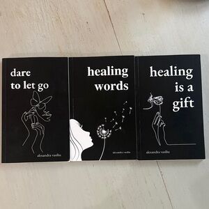 Set of 3 Black 'Healing' Quote Books by alexandra vasiliu